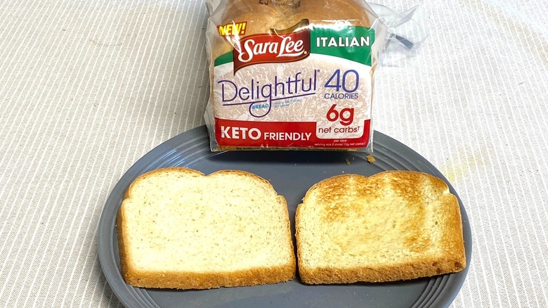 Sara Lee Delightful Keto Whole Grain Italian Bread with two slices on a plate.
