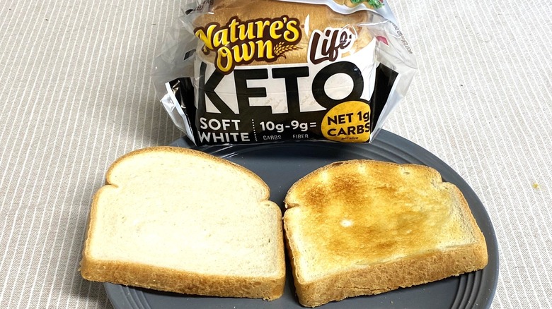 Nature's Own Life Keto Soft White Bread and two slices.