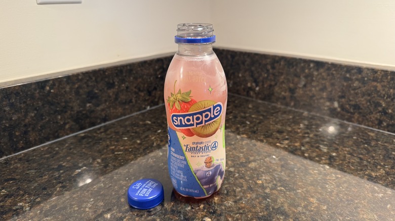 Kiwi Strawberry drink on countertop