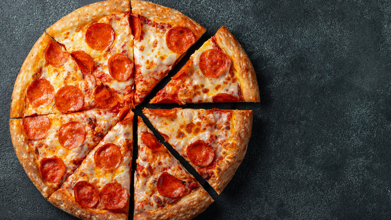 pepperoni pizza cut into slices