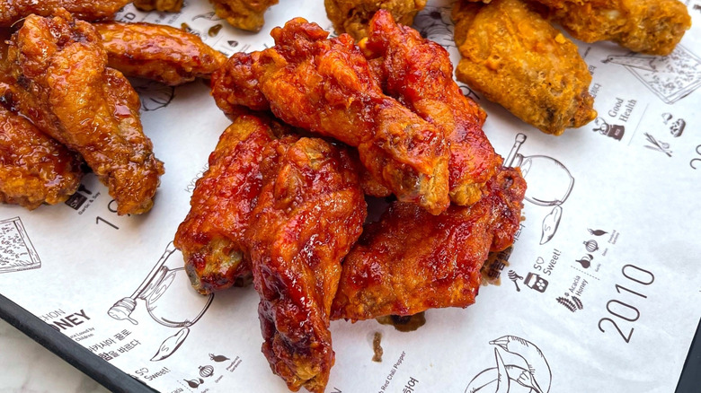 A tray of fried chicken from Kyochon Chicken