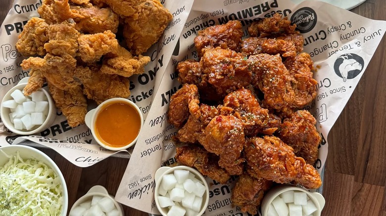 Baskets of fried chicken from Pelicana Chicken