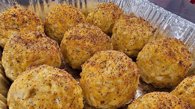 A tray of crab cakes at Frye's Famous Crab Cake Co.
