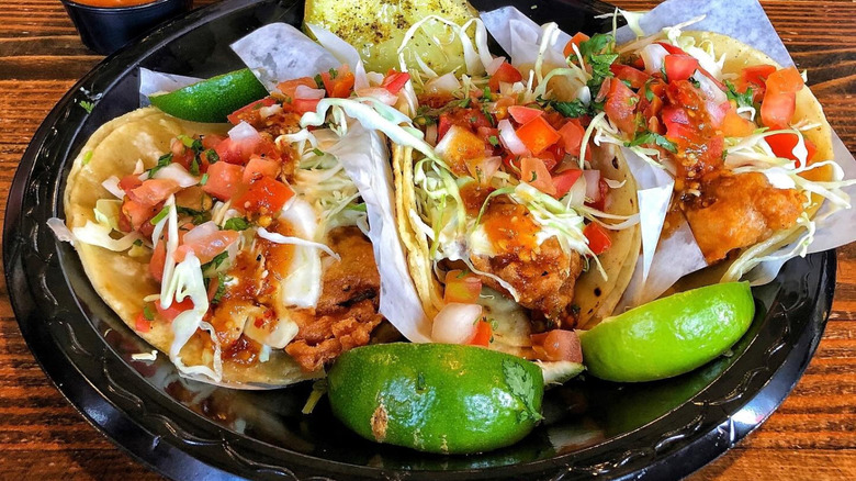 A plate of fish tacos at Taco Nazo