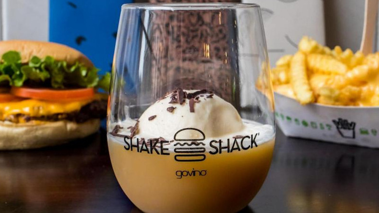 A Shake Shack style Beer float with ice cream and brown beer