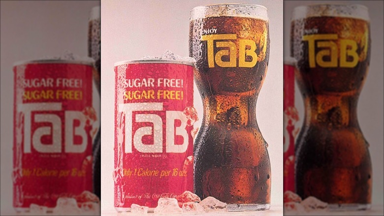 Can and glass of TaB soda