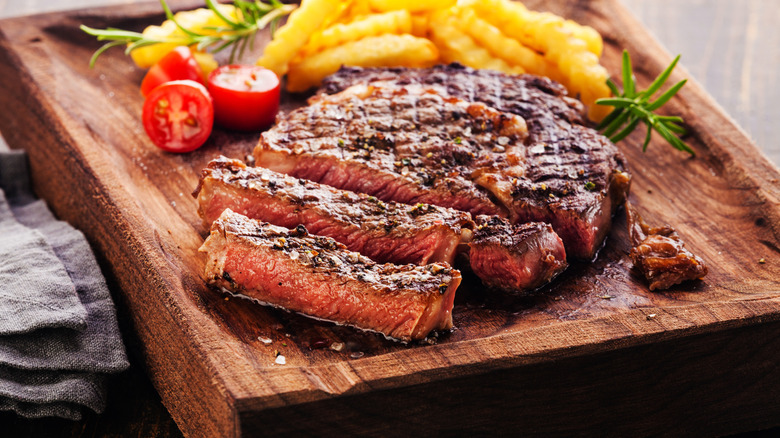 Ribeye steak with fries