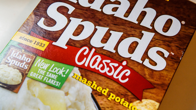 A package of Idaho Spuds instant mashed potatoes