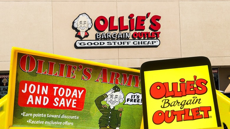 Composite image of Ollie's storefront, app, and shopping cart