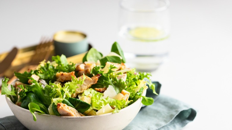 Chicken Caesar salad in bowl