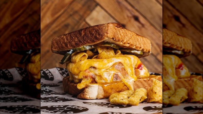 Giant bologna sandwich on Texas toast