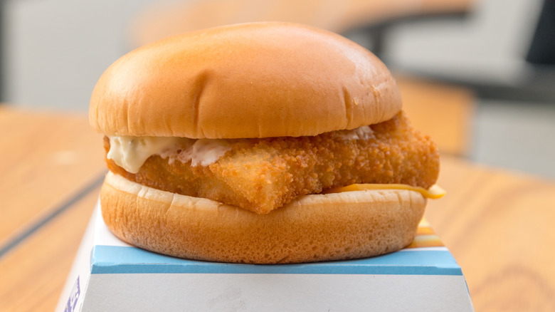 A Filet-o-Fish sandwich at a McDonald's restaurant
