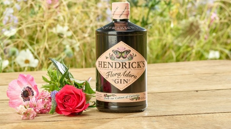 Gin bottle and flowers