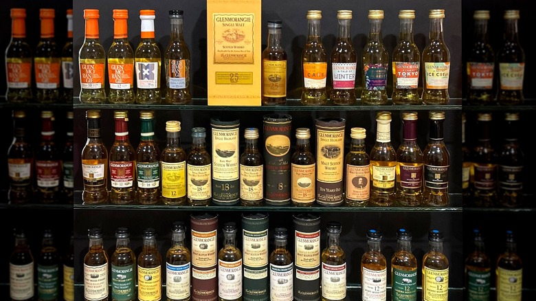 Bottles of Glenmorangie at the Glenmorangie distillery in Scotland