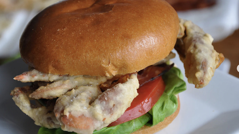 soft-shell crab BLT on plate