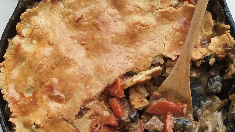 pot pie in a cast iron skillet