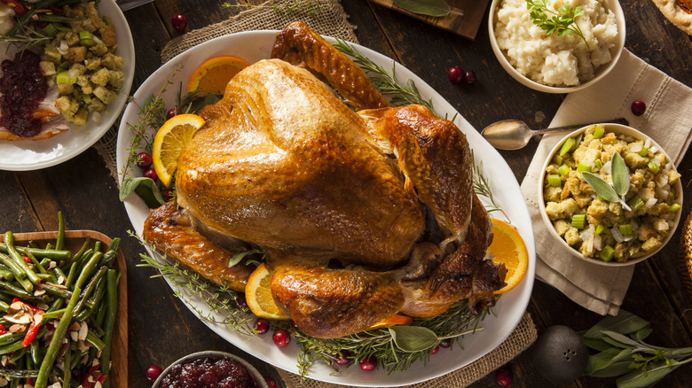 Roasted Thanksgiving turkey with sides