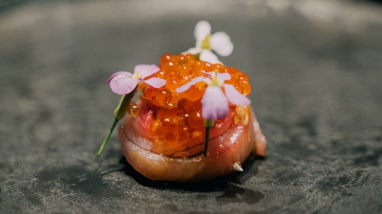A trout roe appetizer at Em in Mexico City