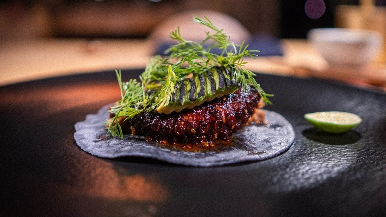 An octopus taco at Lunario in Valle de Guadalupe