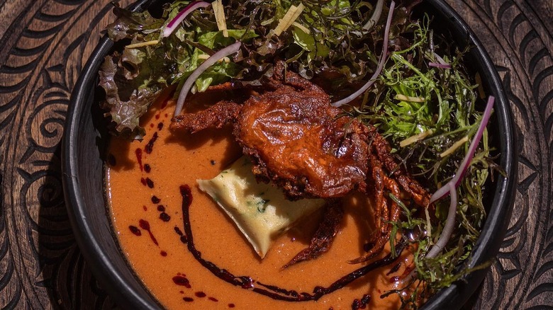 A crab and tamale dish at Masala y Maíz in Mexico City