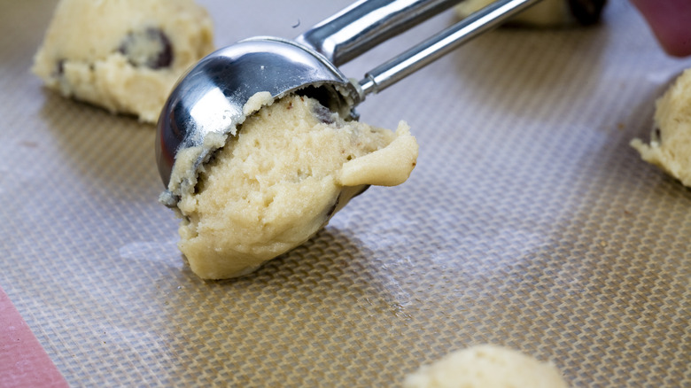 scooped cookie dough