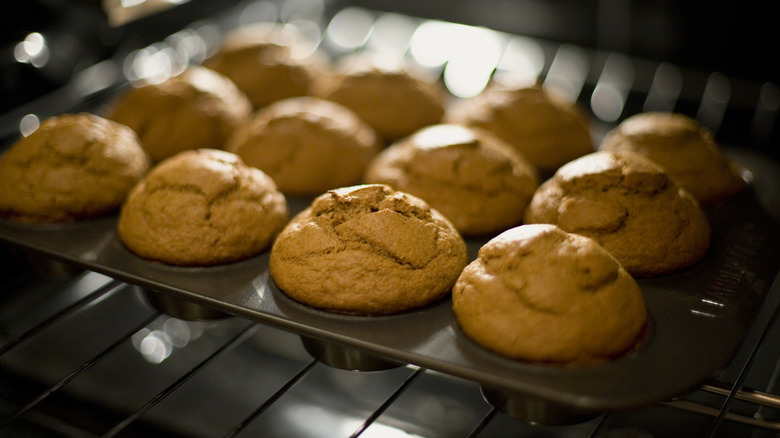 muffins baking in the oven