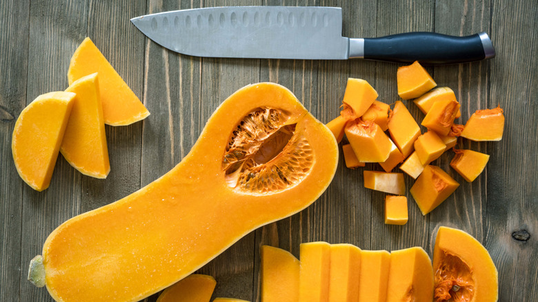 butternut squash sliced into cubes