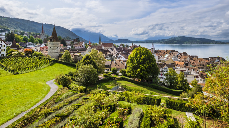 Zug, Switzerland, as seen from a panoramic point of view