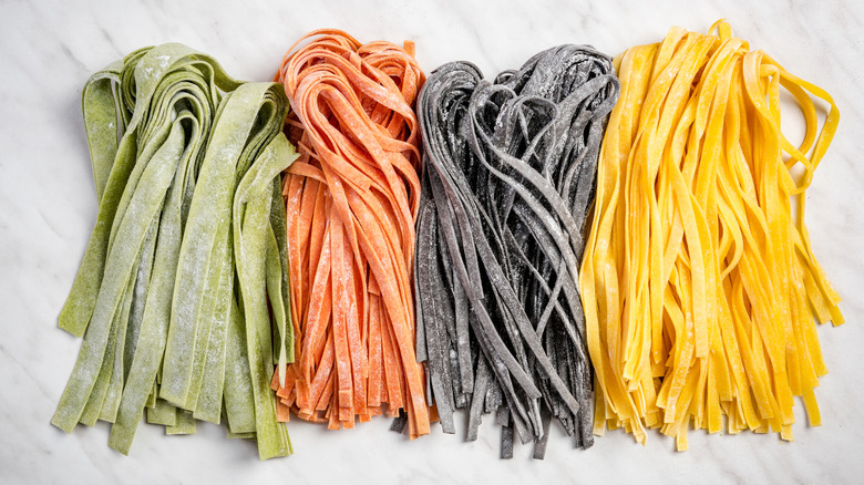 colorful pasta strands