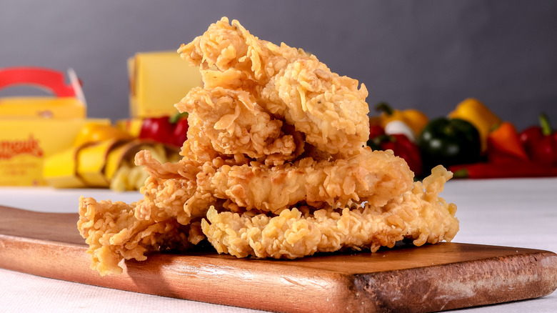 stack of crispy chicken tenders
