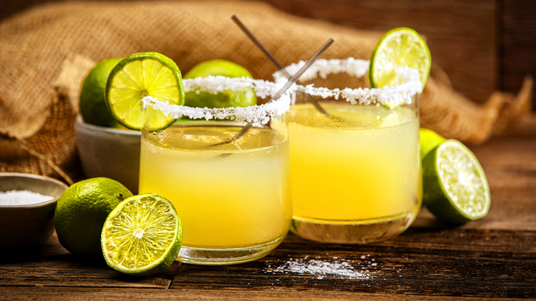 Margarita in salt rimmed glass