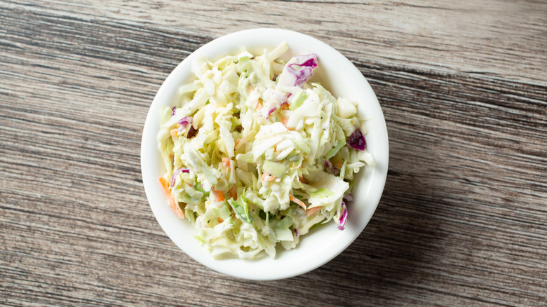 A small bowl of coleslaw.