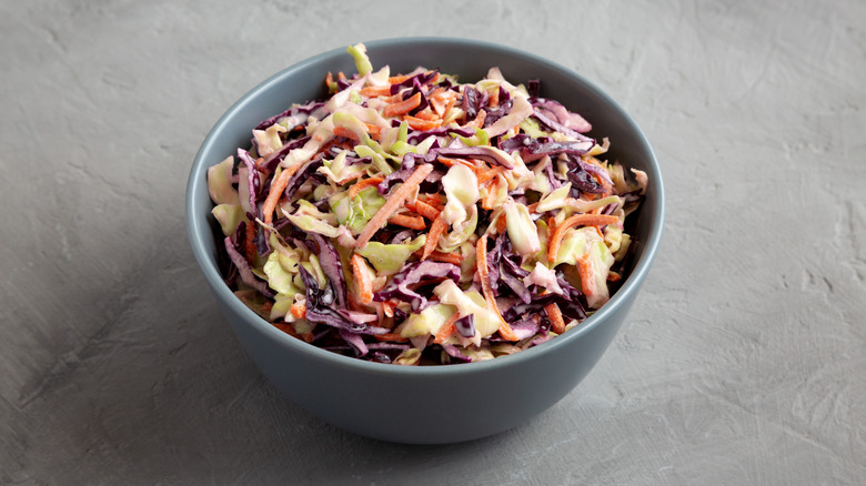 Homemade coleslaw in a bowl.