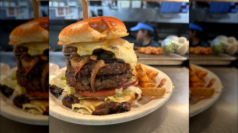 Texas Roadhouse's Smokehouse Burger with two patties and fries