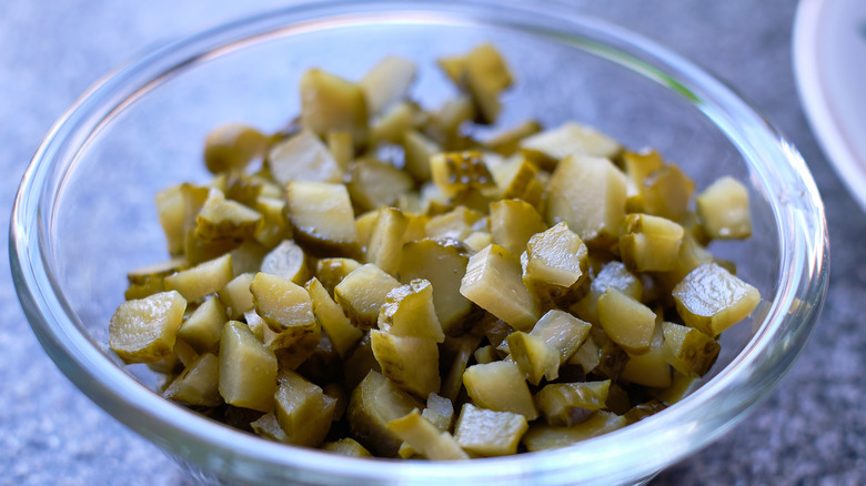 chopped bowl of pickles