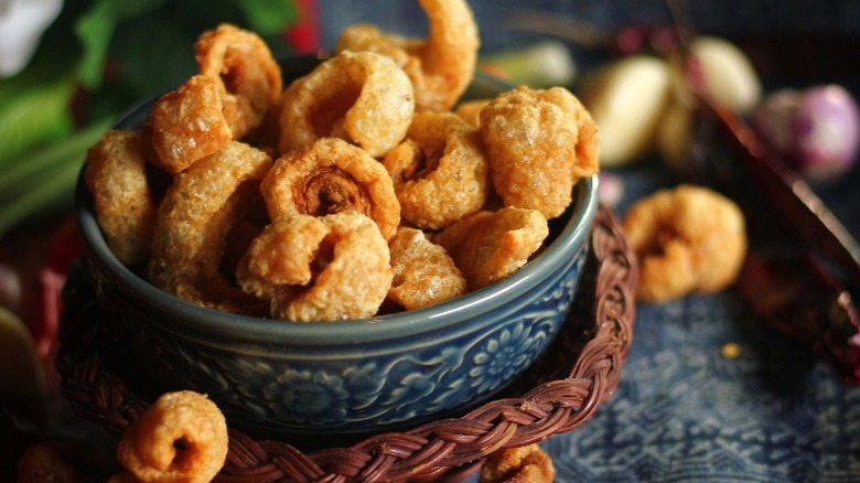 bowl of pork rinds