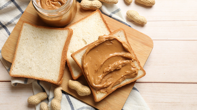 peanut butter spread on bread