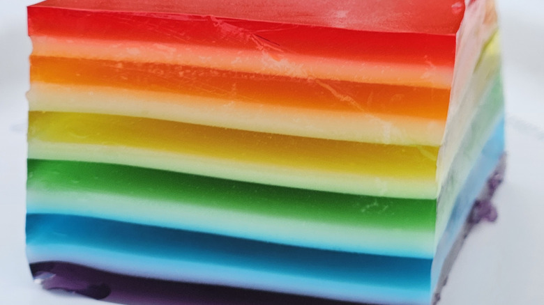 close up of layered jello dessert