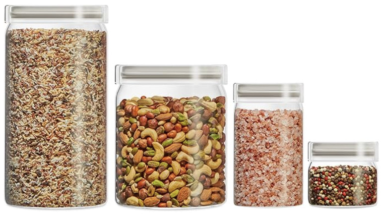 Pyrex 4-Pack Glass Canister Set against a white background
