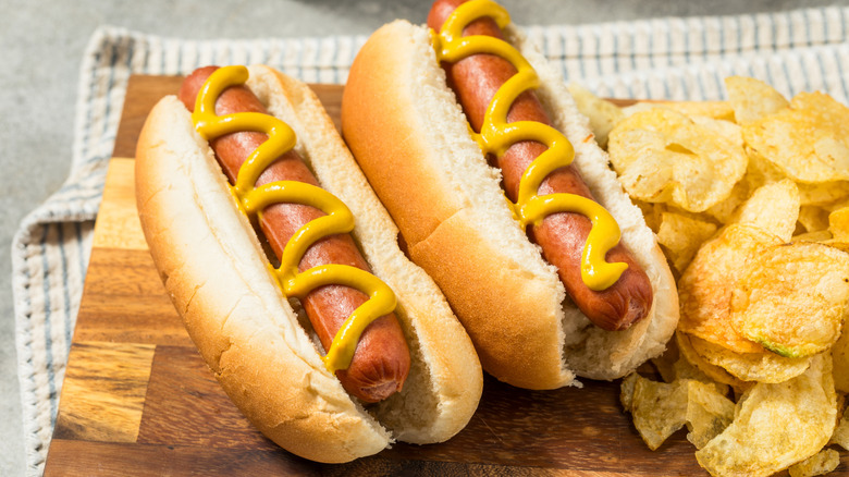 classic hot dogs paired with potato chips