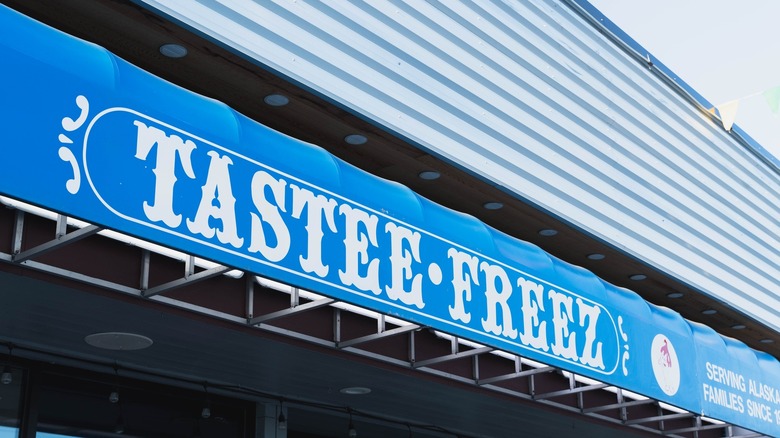 a blue Tastee-Freez sign in Alaska