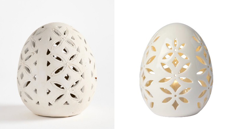 Aldi's Kirkton House LED ceramic egg in white.