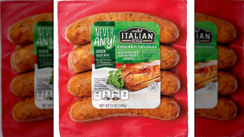 Never Any! tomato and basil chicken sausages