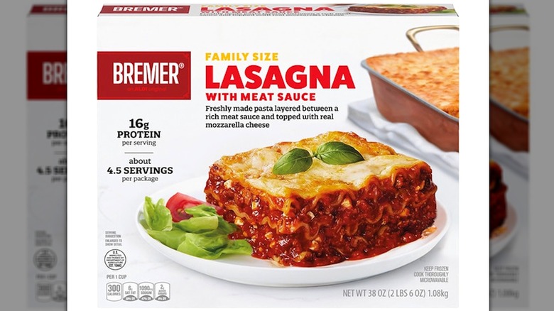 A box of Bremer Lasagna with Meat Sauce from Aldi