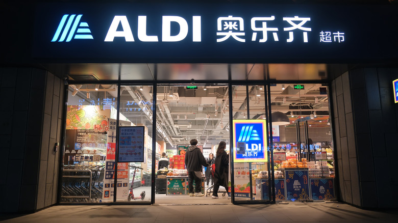 Outside of an Aldi in Asia