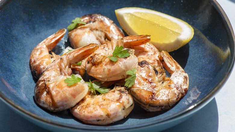 Grilled tiger shrimp with lemon