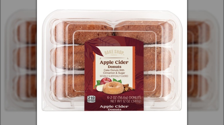Plastic clamshell package of six Bake Shop Apple Cider Donuts