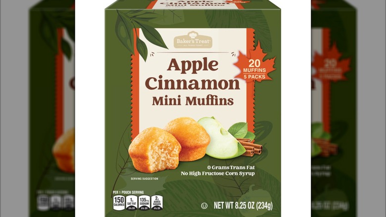 Green box of Baker's Treat Apple Cinnamon Mini Muffins