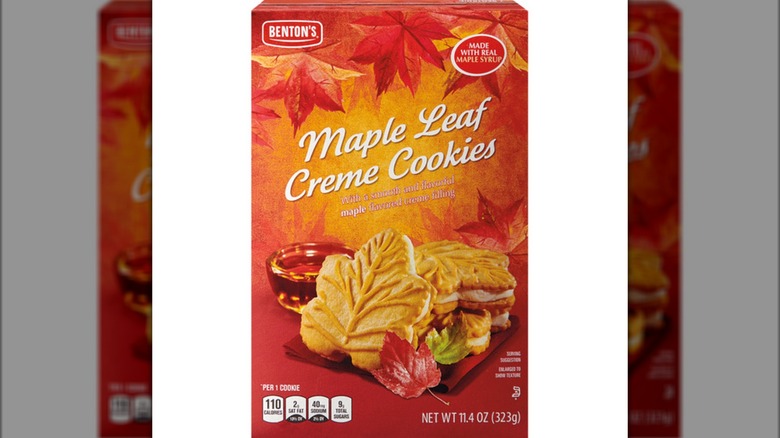 Rectangular box of Benton's Maple Leaf Creme Cookies