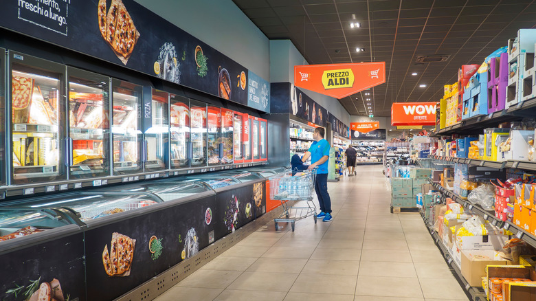 Frozen foods section of an Aldi store